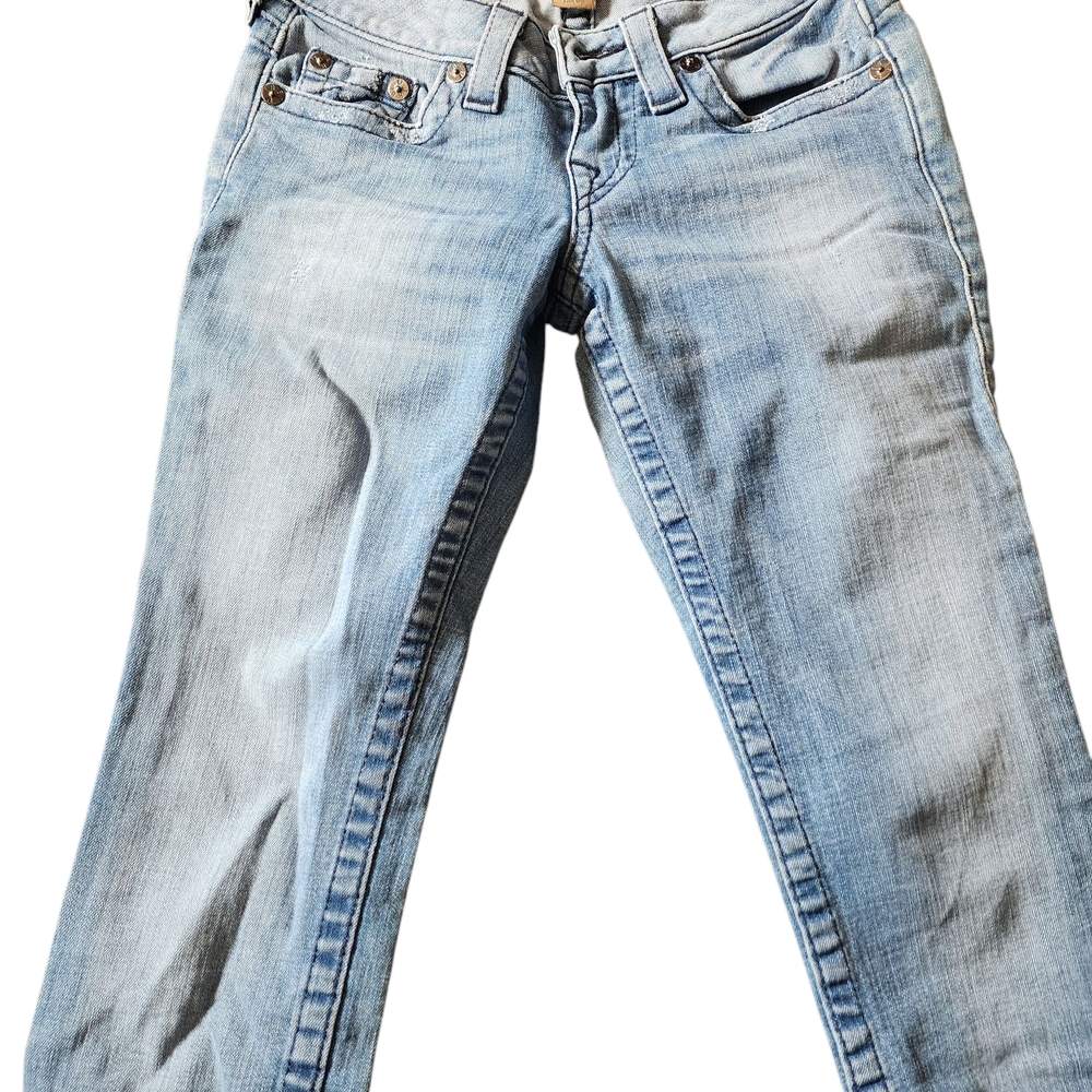 True Religion Blue Skinny Jeans with Vintage Distressing